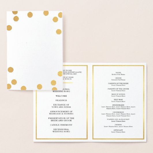 WEDDING CEREMONY PROGRAMMA grote polka stip (Display)