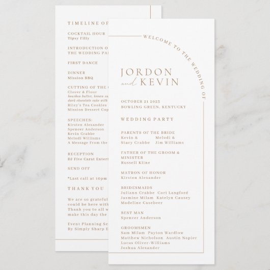 Wedding Ceremony-programma Kaart (Voorkant / Achterkant)