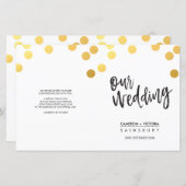 WEDDING CEREMONY-PROGRAMMA met handbediende goudvl (Voorkant / Achterkant)