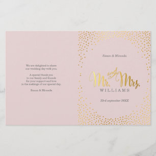 WEDDING CEREMONY PROGRAMMA mini gold confetti blus
