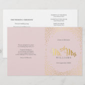 WEDDING CEREMONY PROGRAMMA mini gold confetti blus (Voorkant / Achterkant)