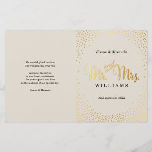 WEDDING CEREMONY PROGRAMMA mini gold confetti crèm