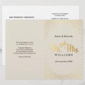 WEDDING CEREMONY PROGRAMMA mini gold confetti iory (Voorkant / Achterkant)