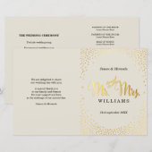 WEDDING CEREMONY PROGRAMMA mini gold confetti iory (Voorkant / Achterkant)