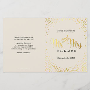 WEDDING CEREMONY PROGRAMMA mini gold confetti iory