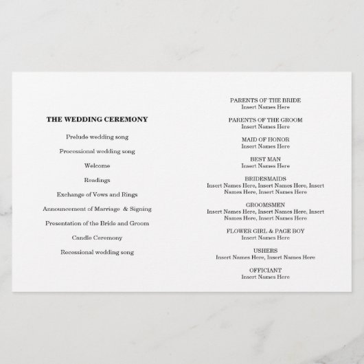 WEDDING CEREMONY PROGRAMMA mini gold confetti iory (Achterkant)