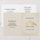 WEDDING CEREMONY PROGRAMMA mini gold confetti iory (Voorkant / Achterkant)