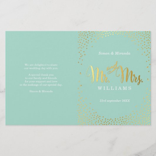 WEDDING CEREMONY PROGRAMMA mini gold confetti mini (Voorkant)