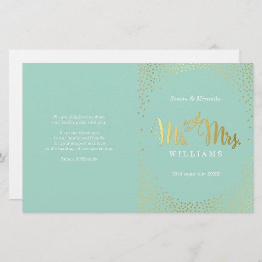 WEDDING CEREMONY PROGRAMMA mini gold confetti mini (Voorkant / Achterkant)