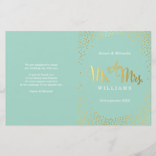 WEDDING CEREMONY PROGRAMMA mini gold confetti mini