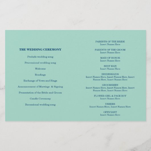 WEDDING CEREMONY PROGRAMMA mini gold confetti mini (Achterkant)
