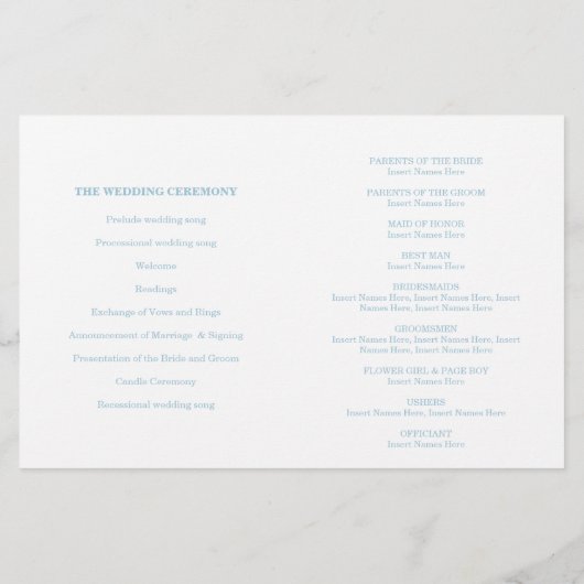 WEDDING CEREMONY PROGRAMMA mini gold confetti mini (Achterkant)