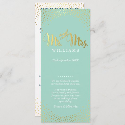 WEDDING CEREMONY PROGRAMMA mini gold confetti mini Programmakaart (Voorkant / Achterkant)
