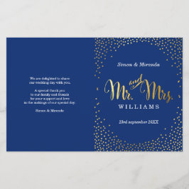 WEDDING CEREMONY PROGRAMMA mini gold confetti navy