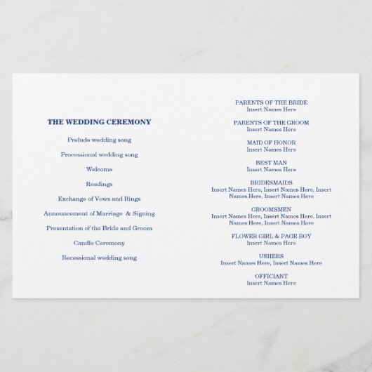 WEDDING CEREMONY PROGRAMMA mini gold confetti navy (Achterkant)