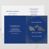 WEDDING CEREMONY PROGRAMMA mini gold confetti navy (Voorkant / Achterkant)