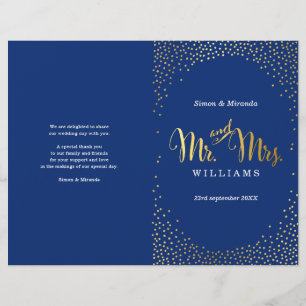 WEDDING CEREMONY PROGRAMMA mini gold confetti navy