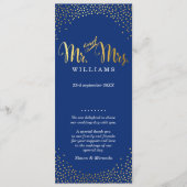 WEDDING CEREMONY PROGRAMMA mini gold confetti navy Programmakaart (Voorkant)