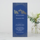 WEDDING CEREMONY PROGRAMMA mini gold confetti navy Programmakaart (Staand voorkant)