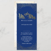 WEDDING CEREMONY PROGRAMMA mini gold confetti navy Programmakaart (Voorkant / Achterkant)