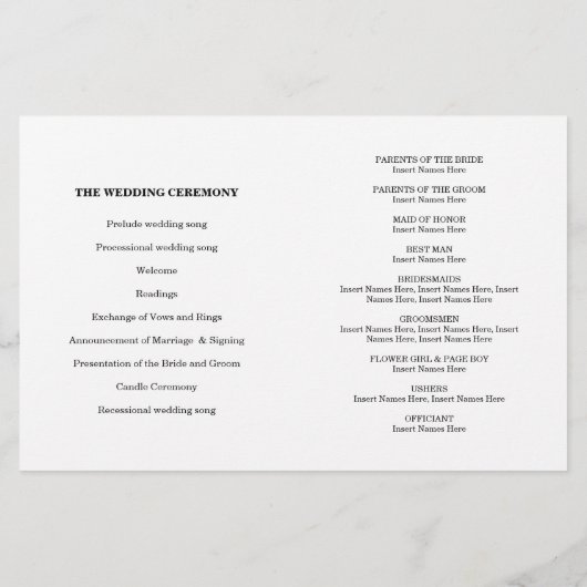 WEDDING CEREMONY PROGRAMMA mini gold confetti simp (Achterkant)