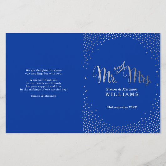 WEDDING CEREMONY PROGRAMMA mini Silver confetti bl (Voorkant)