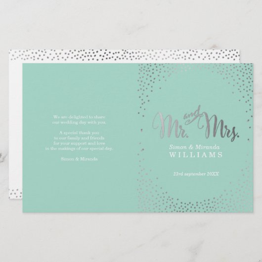 WEDDING CEREMONY PROGRAMMA mini Silver confetti mu (Voorkant / Achterkant)