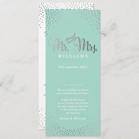 WEDDING CEREMONY PROGRAMMA mini Silver confetti mu Programmakaart (Voorkant / Achterkant)