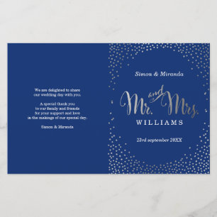 WEDDING CEREMONY PROGRAMMA mini Silver confetti na