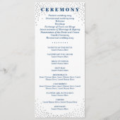 WEDDING CEREMONY PROGRAMMA mini Silver confetti na Programmakaart (Achterkant)