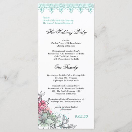 Wedding Ceremony-programma Programmakaart (Achterkant)