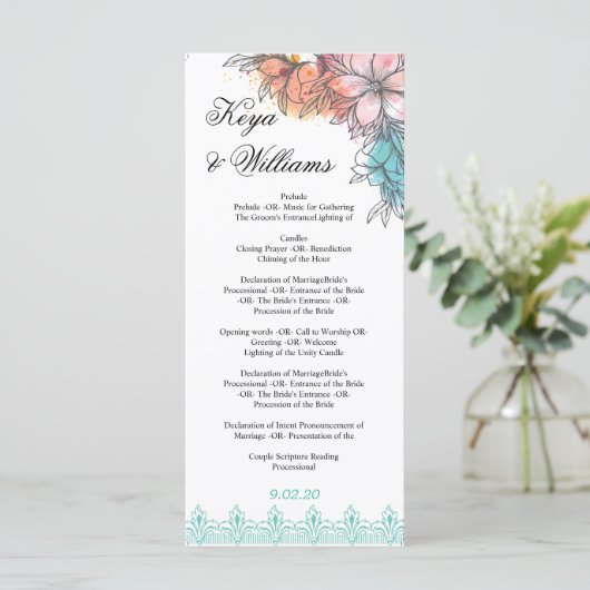 Wedding Ceremony-programma Programmakaart (Staand voorkant)