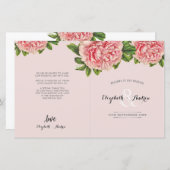 WEDDING CEREMONY PROGRAMMA roze bloemen pony'S (Voorkant / Achterkant)