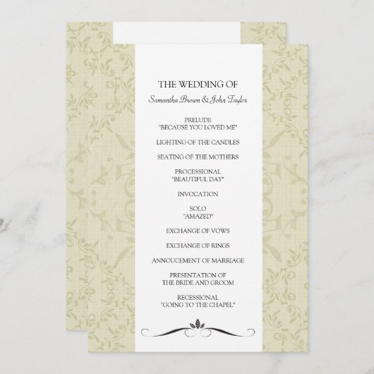 Wedding Ceremony-programma's Programmakaart (Voorkant / Achterkant)