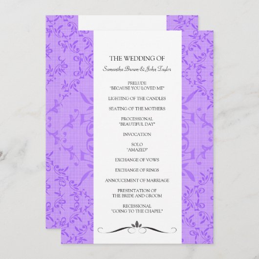 Wedding Ceremony-programma's Programmakaart (Voorkant / Achterkant)