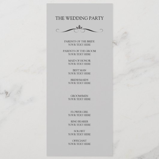 Wedding Ceremony-programma's Programmakaart (Achterkant)