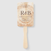 Wedding Ceremony Rustic Wood Monogram Namen Handwaaier (Voorkant)