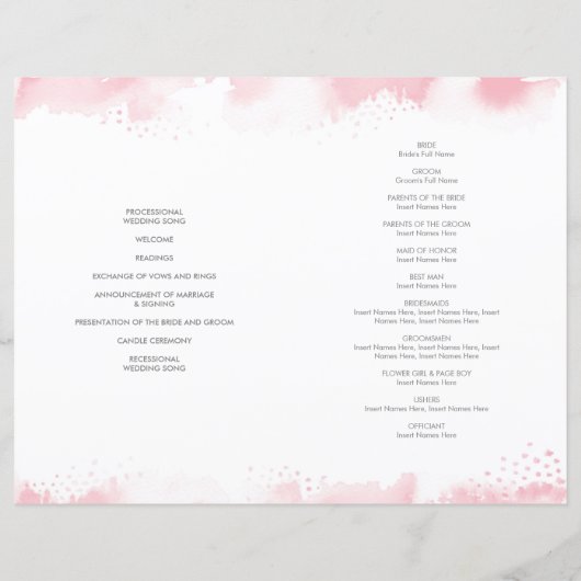 WEDDING CEREMONY stijlvolle waterverf (Achterkant)