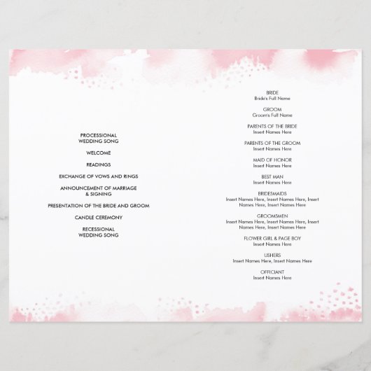 WEDDING CEREMONY stijlvolle waterverf (Achterkant)