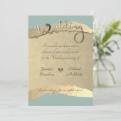 Wedding Ceremony Uitnodiging Golden Veiled Floral (Staand voorkant)