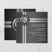 Wedding Ceremony Uitnodiging Gray Silver Embossed (Voorkant / Achterkant)