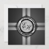 Wedding Ceremony Uitnodiging Gray Silver Embossed (Achterkant)