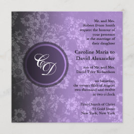 Wedding Ceremony Uitnodiging Paarse  Floral