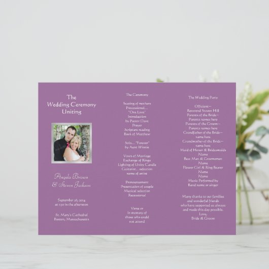 Wedding Ceremony vouwt programma met foto (Staand voorkant)