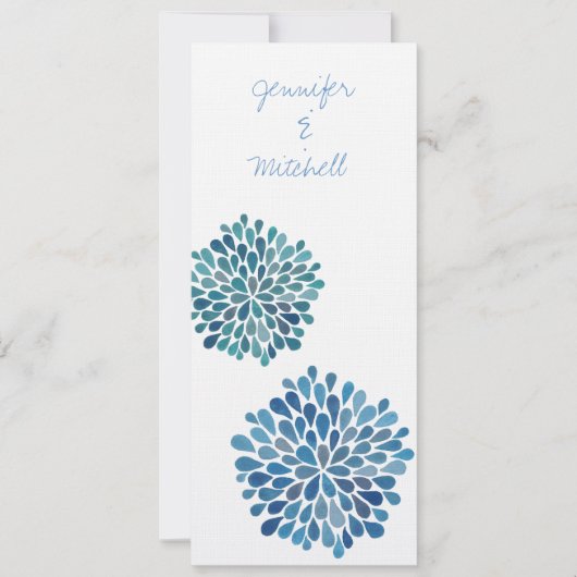 Wedding Cerulean Blue Flower Blooms Kaart (Voorkant)