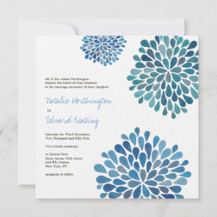 Wedding Cerulean Blue Flower Blooms Kaart