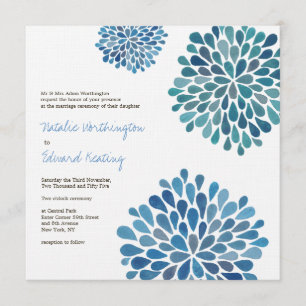 Wedding Cerulean Blue Flower Blooms Kaart