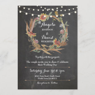 Wedding Chalk Herfst in Love Krans Party Uitnodigi Kaart