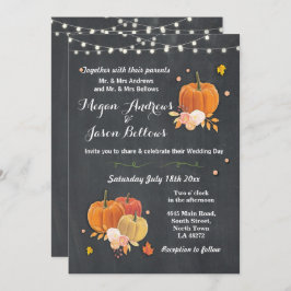 Wedding Chalk Rustic Pumpkin Herfst Herfst Uitnodi Kaart