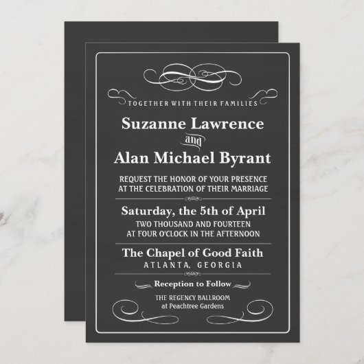 Wedding Chalkboard Vintage Poster Kaart (Voorkant / Achterkant)